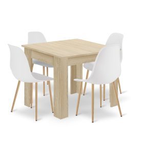 80x80 sonoma-fehér asztal + 4 db WAT szürke szék