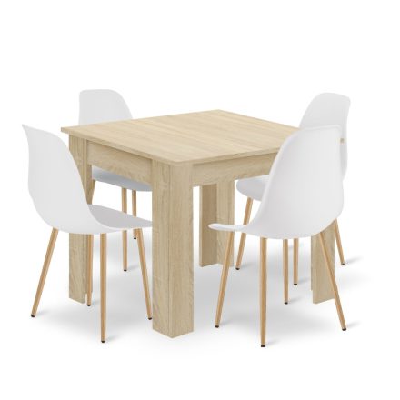 80x80 sonoma-fehér asztal + 4 db WAT szürke szék