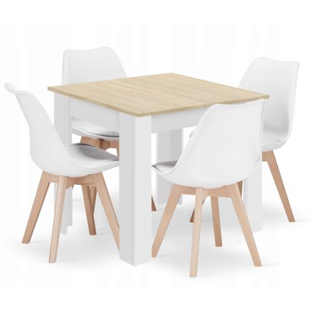 80x80 sonoma asztal + 4 db MARK szék fekete