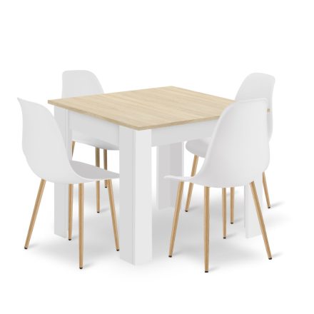 KAMI 80 cm fehér asztal + 4 db MARK fekete szék