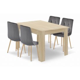 120x80 sonoma-fehér asztal + 4 db WAT fehér szék