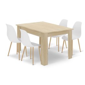 120x80 sonoma-fehér asztal + 4 db WAT szürke szék