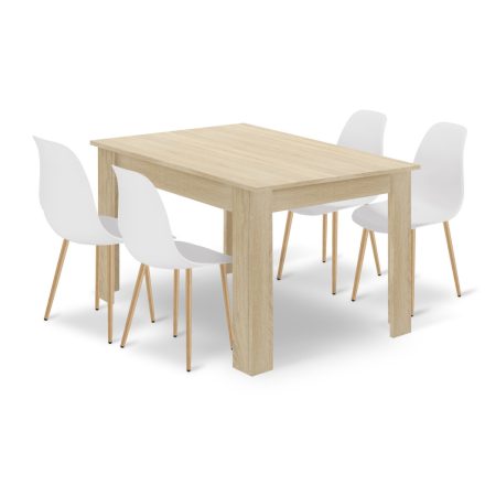 120x80 sonoma-fehér asztal + 4 db WAT szürke szék