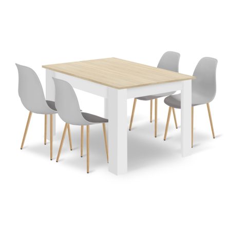 80x80 sonoma asztal + 4 db WAT szürke szék