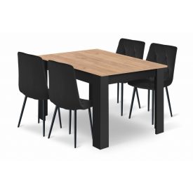 120x80 sonoma asztal + 4 db WAT fehér szék