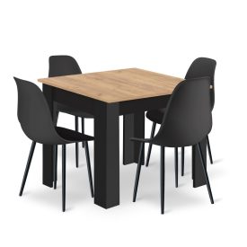 80x80 sonoma-fehér asztal + 4 db WAT fehér szék