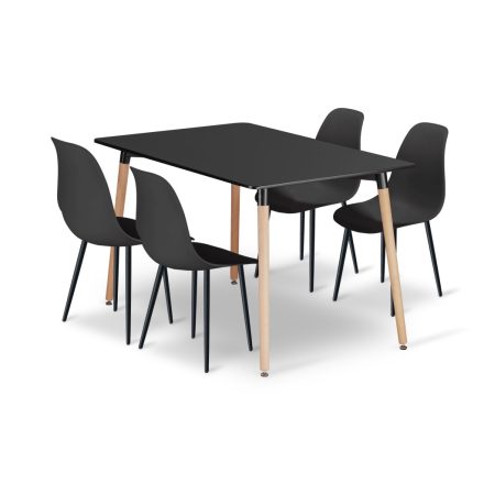 ADRIA 120x80 fekete asztal + 4 db WAT szék fekete