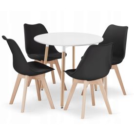 KAMI 80 cm fehér kerek asztal + 4 db MARK szürke szék