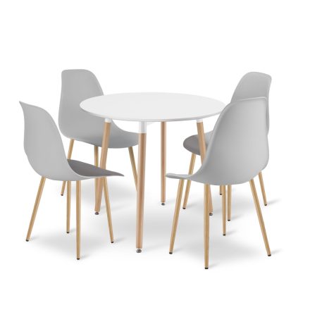 KAMI 80 cm kerek asztal + 4 db WAT szék szürke